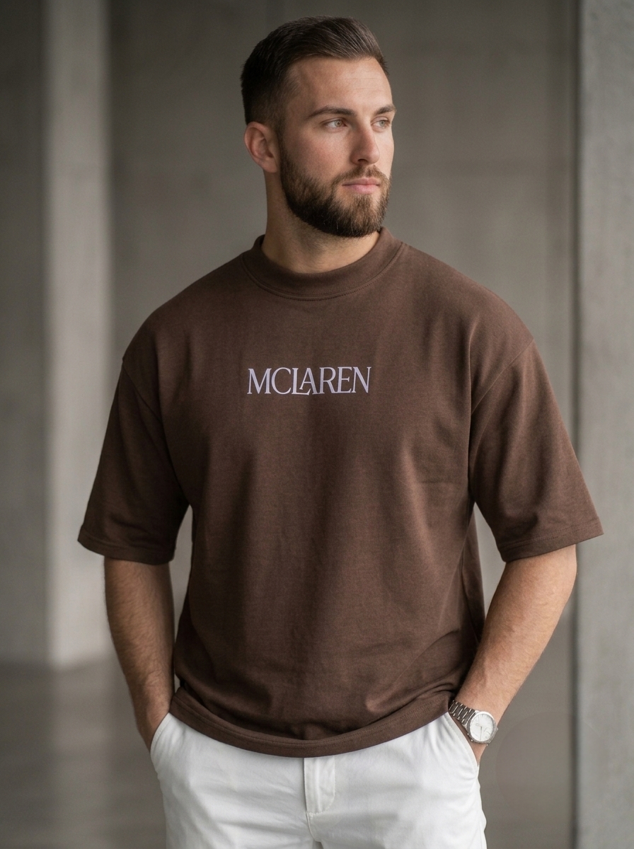 McLaren Graphic Oversized T-Shirt – Brown | Premium Cotton | Made in India