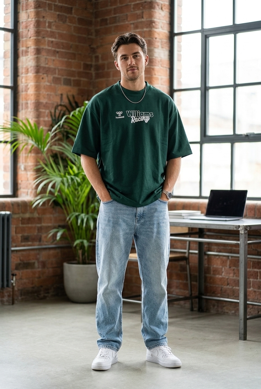 Williams Racing Graphic Oversized T-Shirt – Green | Premium Cotton | Made in India